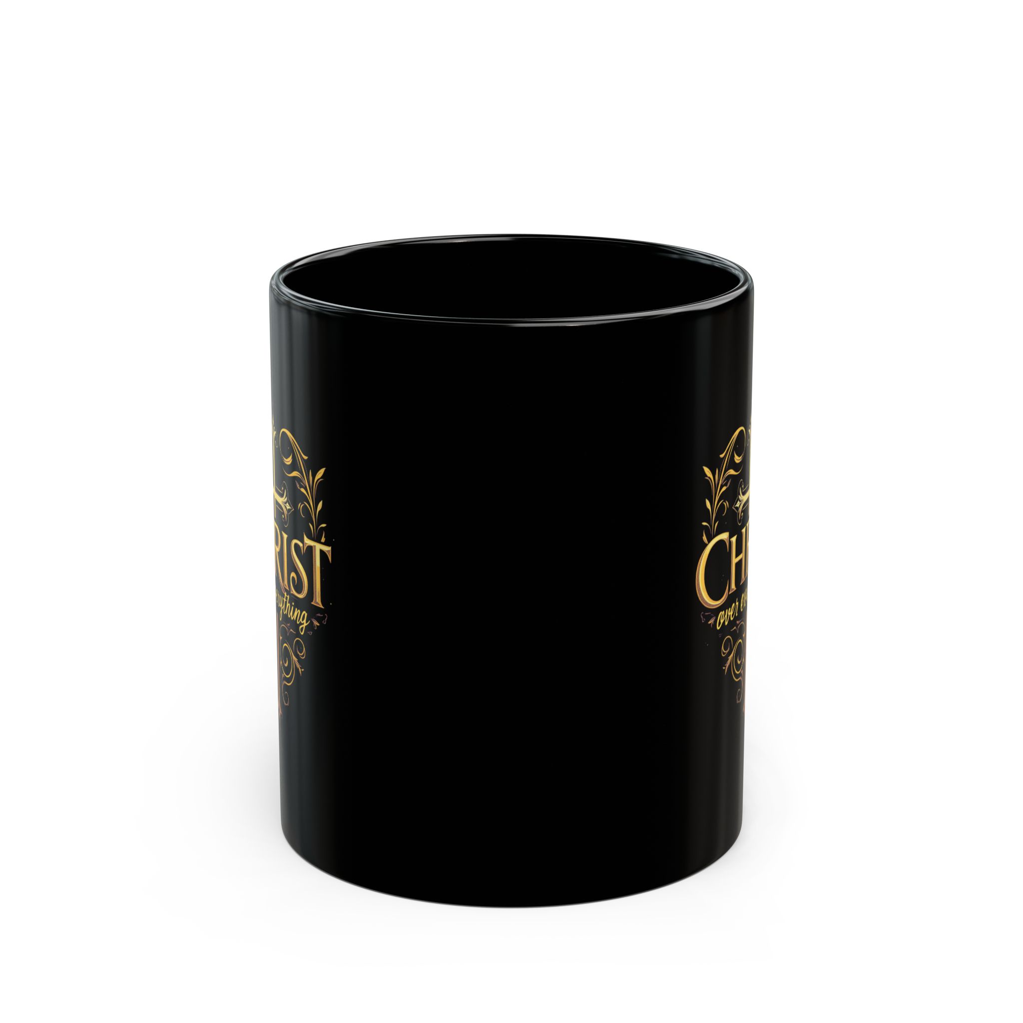 Warm your soul with this faith inspired, Christ over all, Black Mug (11oz, 15oz), Christian gift - Image 2