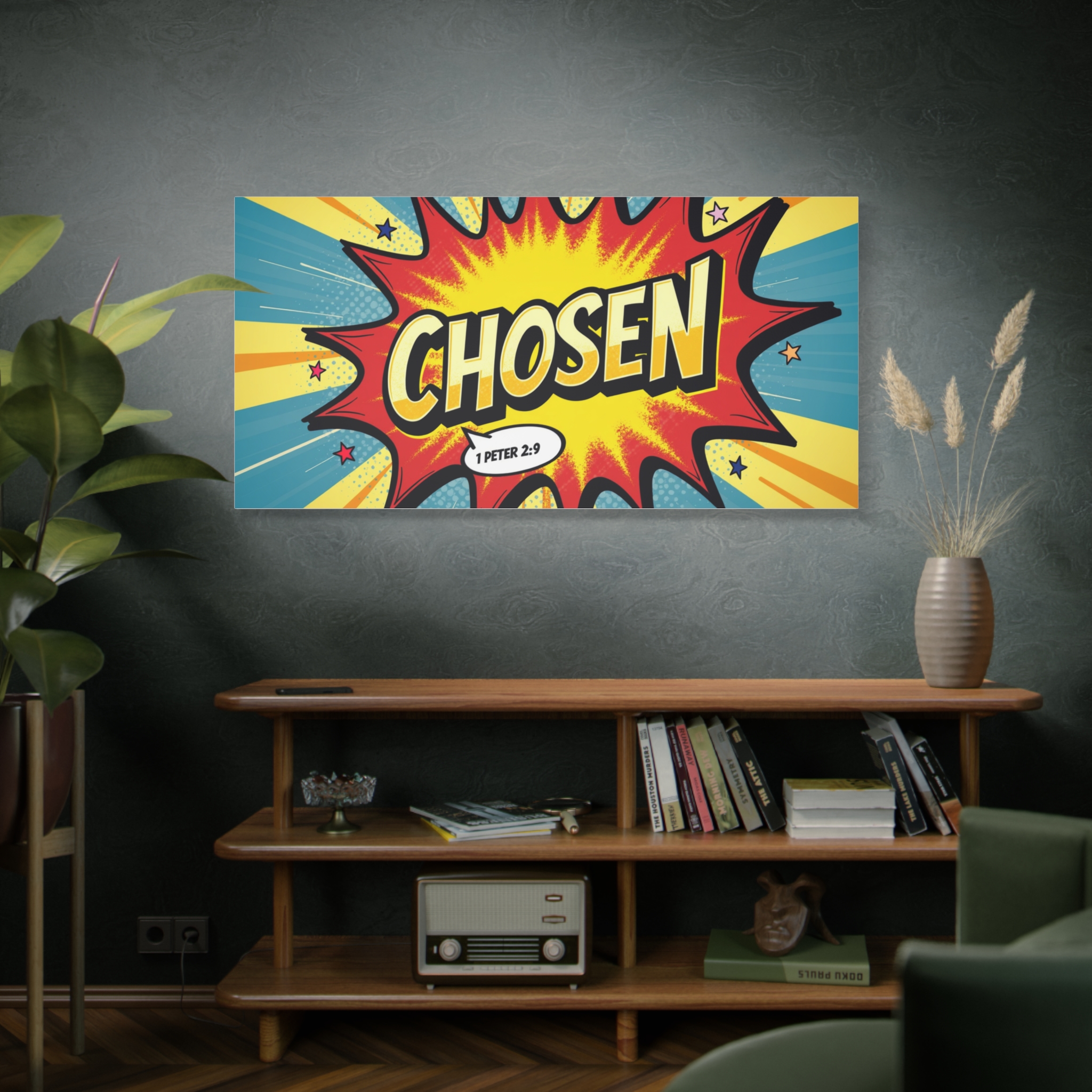 Chosen Comic Pop Art Canvas Wall Art – 1 Peter 2:9 Inspirational Scripture Print - Image 7