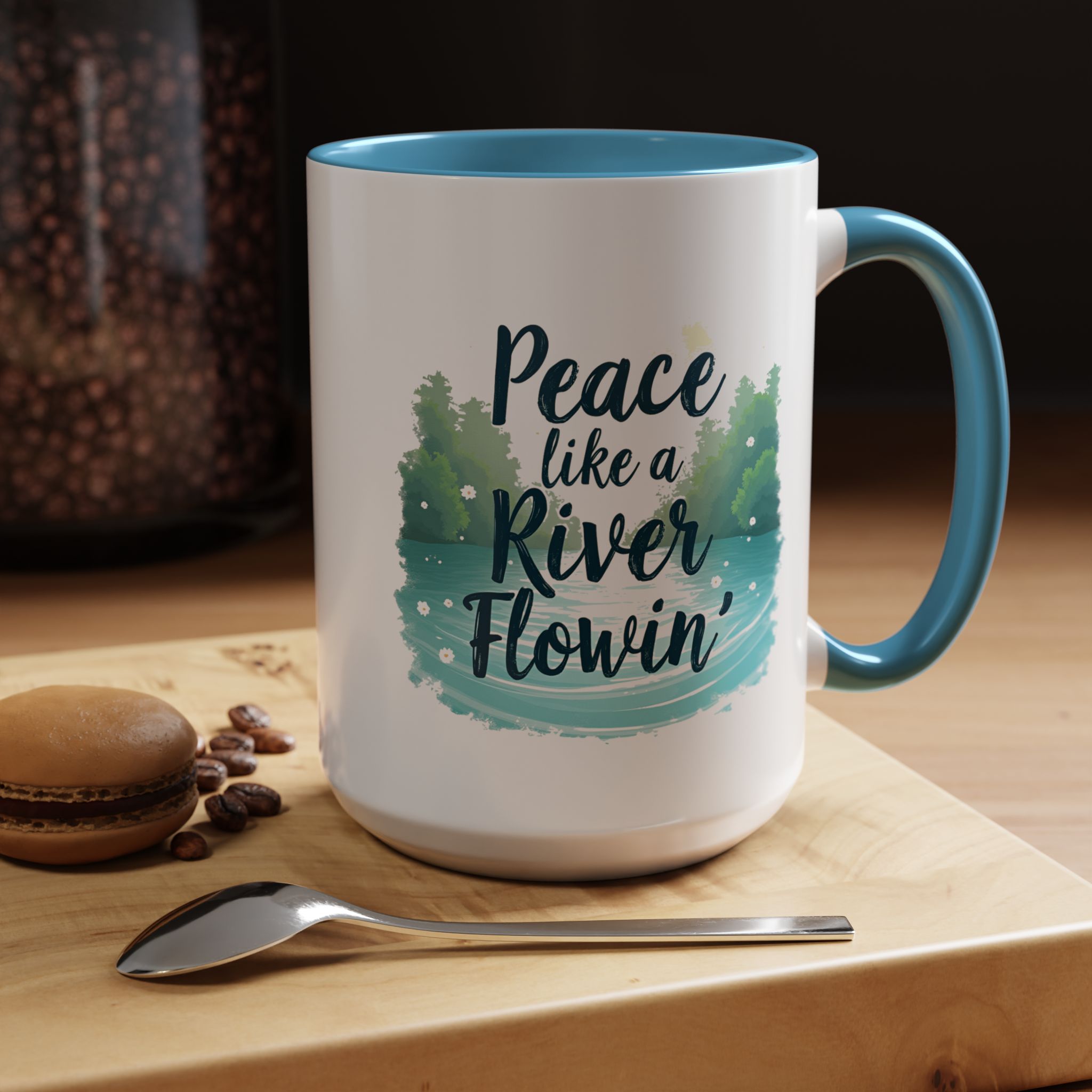 Serene Coffee Mug, Peace Like a River Flowin', Gift for Nature Lovers, Cozy Home Decor, Inspirational Drinkware, Motivational Gift - Image 4
