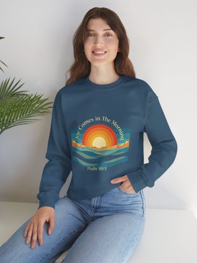 Joy Comes in The Mornings Crewneck Sweatshirt | Faith-Inspired Apparel, Cozy Gift, Inspirational, Christian Sweatshirt, Psalm 30:5