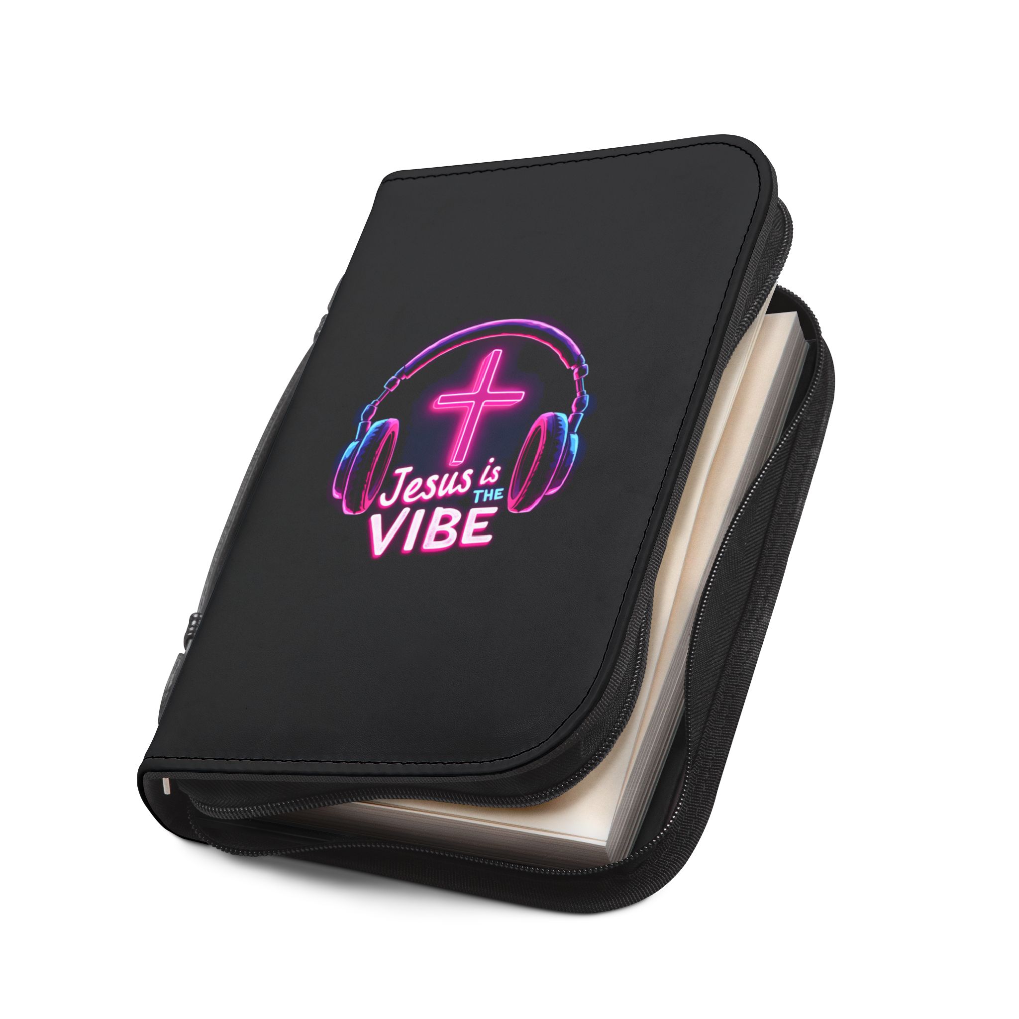 Neon Cross Bible Cover - Christian Gift, Jesus is the Vibe, Religious Journal Case, Faith Accessory, Church Supplies, Inspirational Quote - Image 6