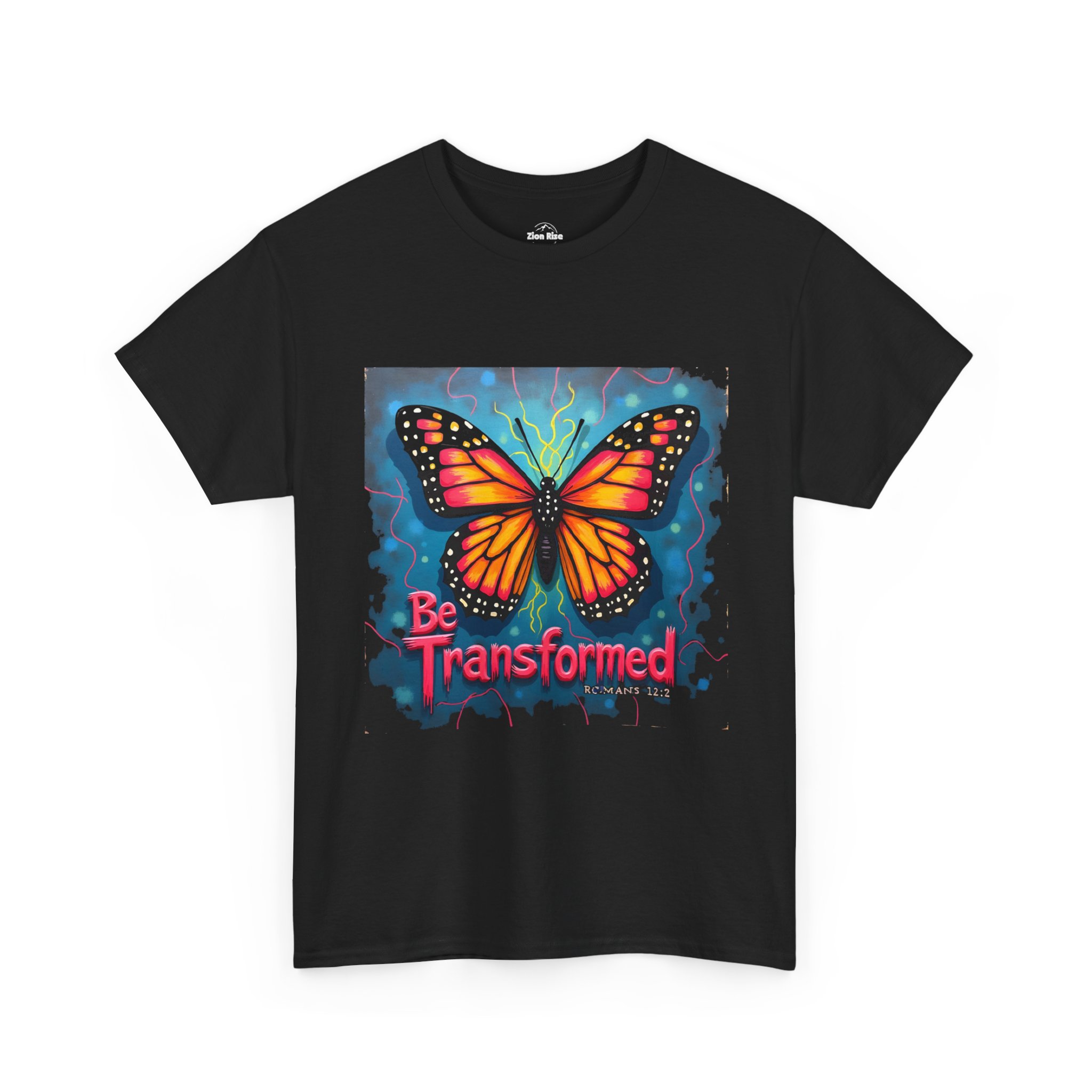 Be Transformed Rainbow Butterfly T-Shirt | Inspirational Design - Image 3
