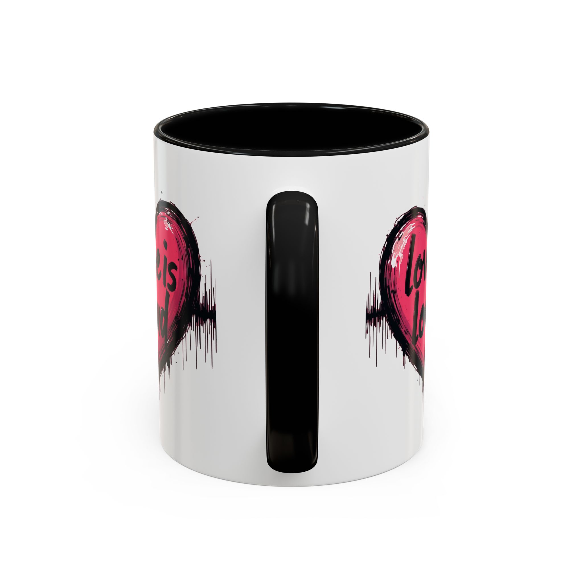 Love is Loud Accent Coffee Mug, Christian Gift, Artistic Coffee Cup, Creative Drinkware for Couples, Heart Design Mug - Image 5
