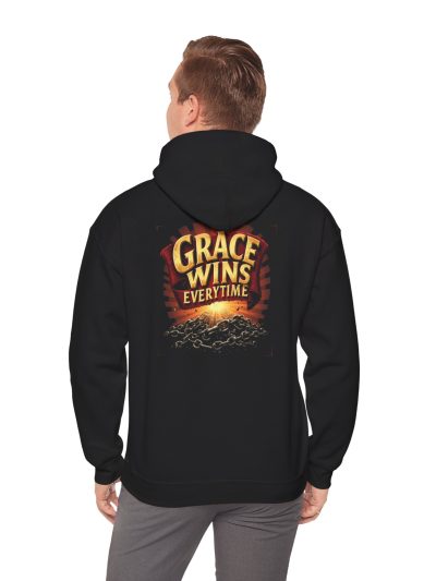 Grace Wins Hooded Sweatshirt - Unisex Heavy Blend™, Inspirational Gift, Cozy Hooded Pullover, Faith-Based Apparel, Everyday Comfort