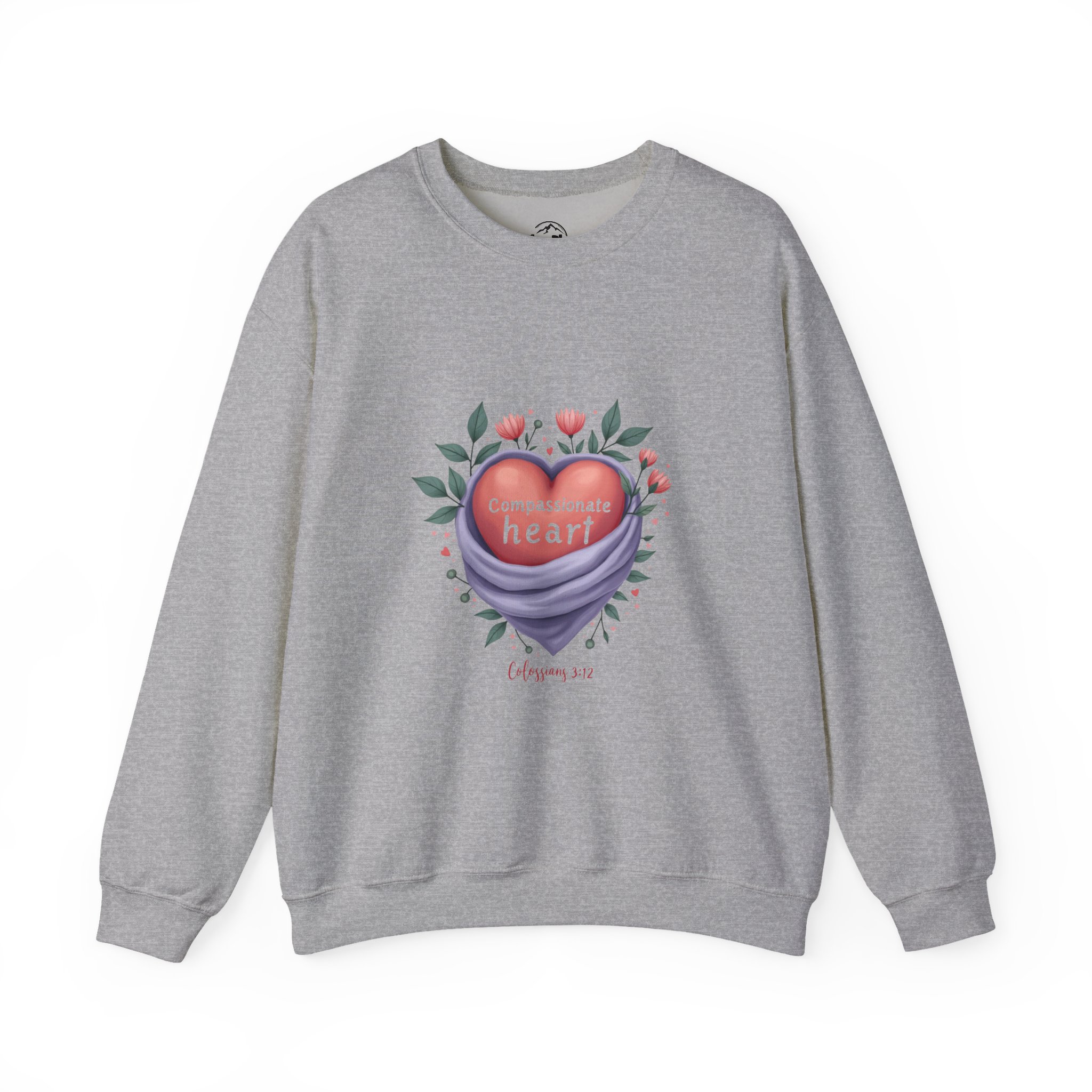 Compassionate Heart sweatshirt | Floral heart illustration, soft pastel design - Image 8