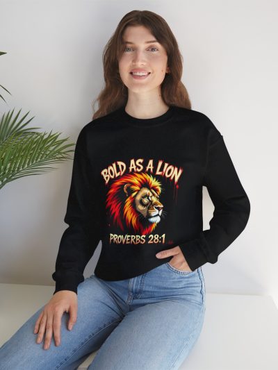 Bold As A Lion Proverbs 28:1 Sweatshirt | Christian Lion Graphic