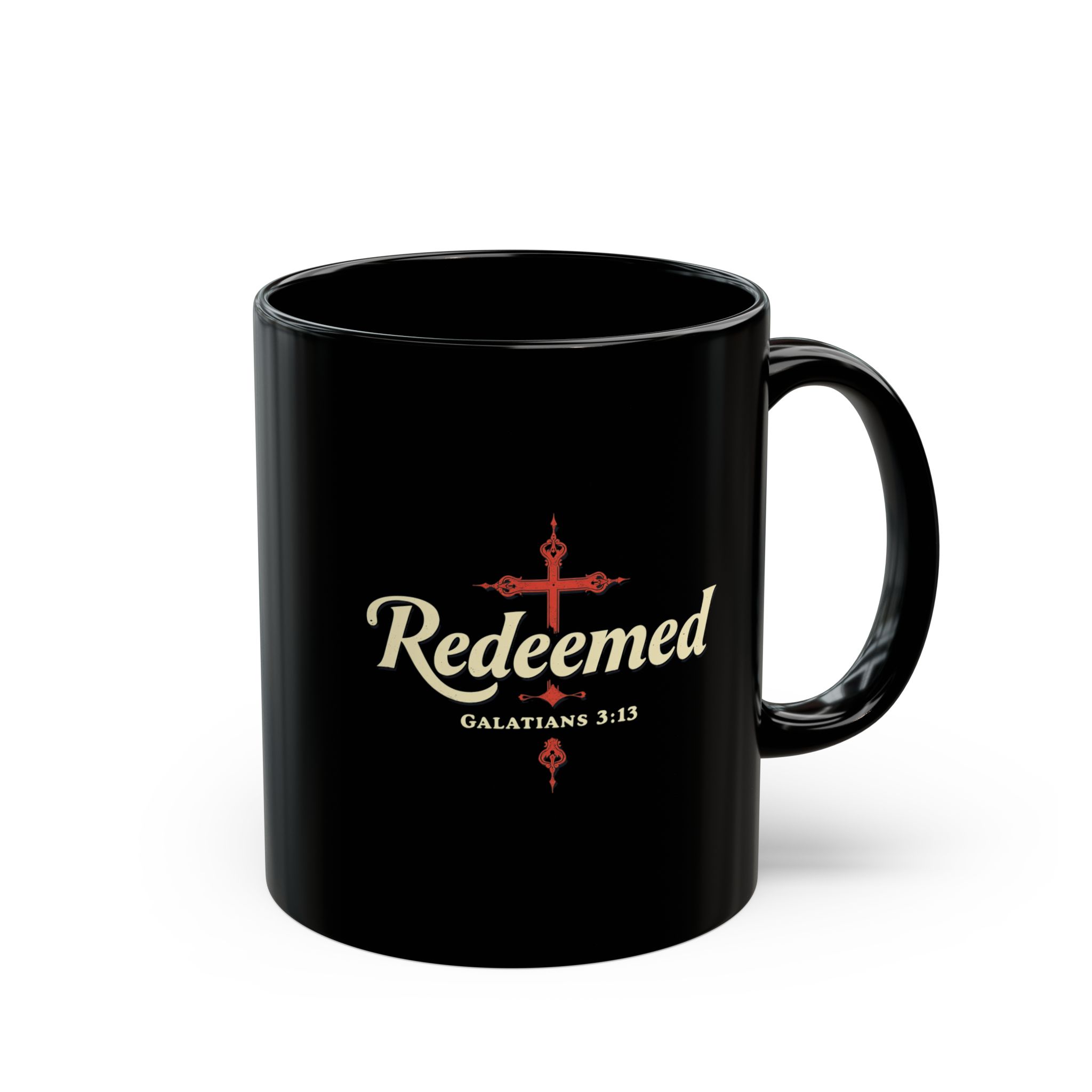 Faith-Inspired Black Mug - Redeemed Design for Coffee Lovers, Inspirational Gift, Christian Home Decor, Bible Verse, 11oz or 15oz - Image 6