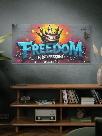 Freedom Hits Different Matte Canvas Wall Art – Galatians 5:1 Christian Inspirational Decor